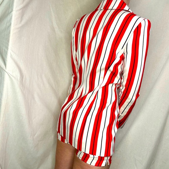 Zang Toi Red and White Striped Blazer and Short Set, Cashmere, NWOT, fits size 0 - Picture 7 of 14